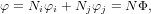 φ = Niφi + Njφj = N Φ,