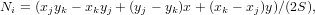 Ni = (xjyk − xkyj + (yj − yk)x+ (xk − xj)y)∕(2S),