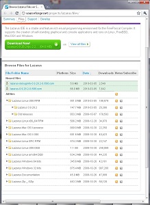 Страница для скачивания дистрибутивов IDE Lazarus, документации и исходных кодов программы