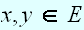 $x,y\in E$