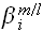 $\beta _{i}^{m/l}$